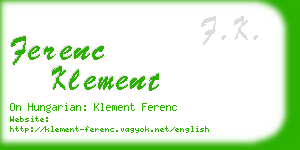 ferenc klement business card